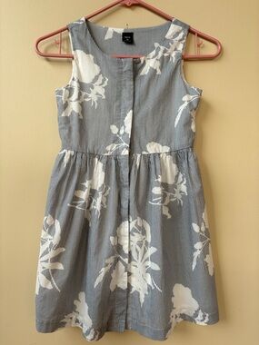 GAP - Blue and White Floral Stripe Dress - Girl's Size 8 - 100% Cotton